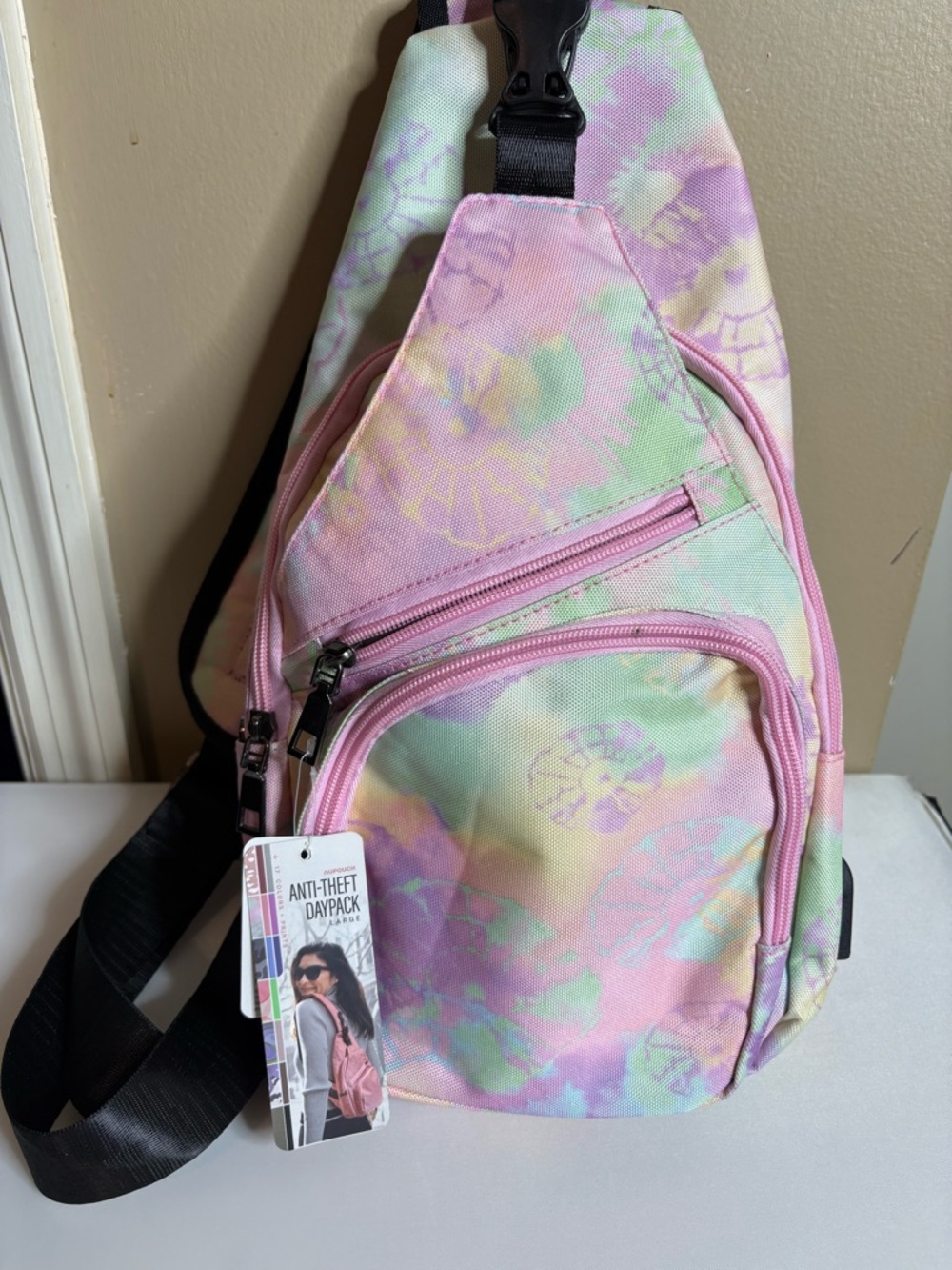 Nupouch Pastel Tie-Dye Anti-Theft Daypack Crossbody Sling Bag New